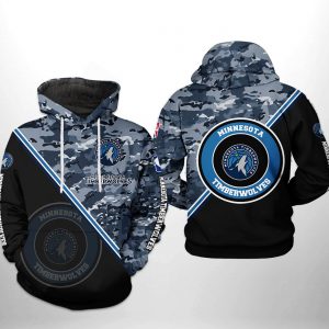 Minnesota Timberwolves NBA US Camo Team 3D Printed Hoodie/Zipper Hoodie