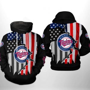 Minnesota Twins MLB US Flag 3D Printed Hoodie/Zipper Hoodie