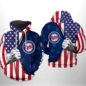 Minnesota Twins MLB US Flag 3D Printed Hoodie/Zipper Hoodie