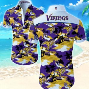 Minnesota Vikings Coconut Tree Hawaiian Shirt Summer Button Up