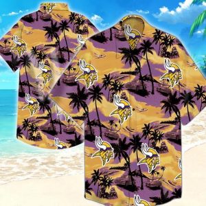 Minnesota Vikings Coconut Tree Hawaiian Shirt Summer Button Up