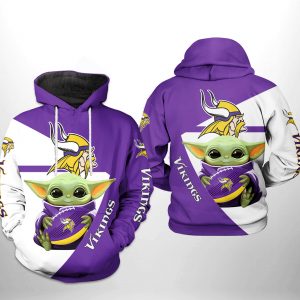 Minnesota Vikings NFL Baby Yoda Team 3D Printed Hoodie/Zipper Hoodie