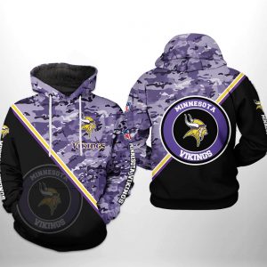 Minnesota Vikings NFL Camo Team 3D Printed Hoodie/Zipper Hoodie