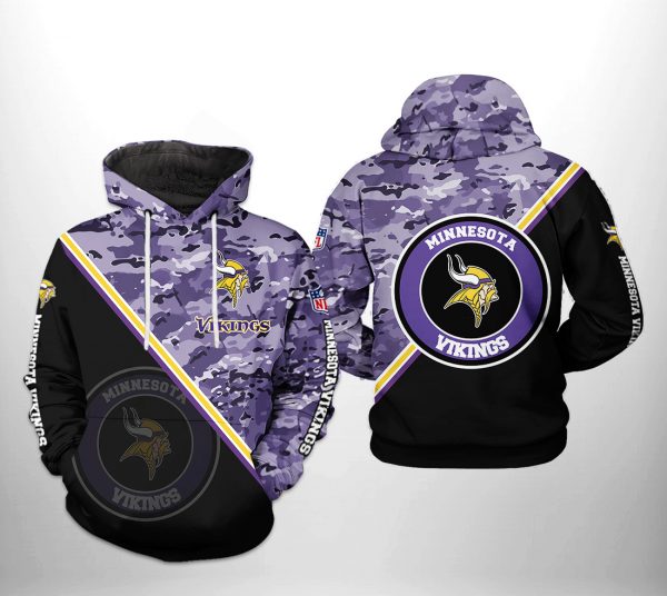 Minnesota Vikings NFL Camo Team 3D Printed Hoodie/Zipper Hoodie