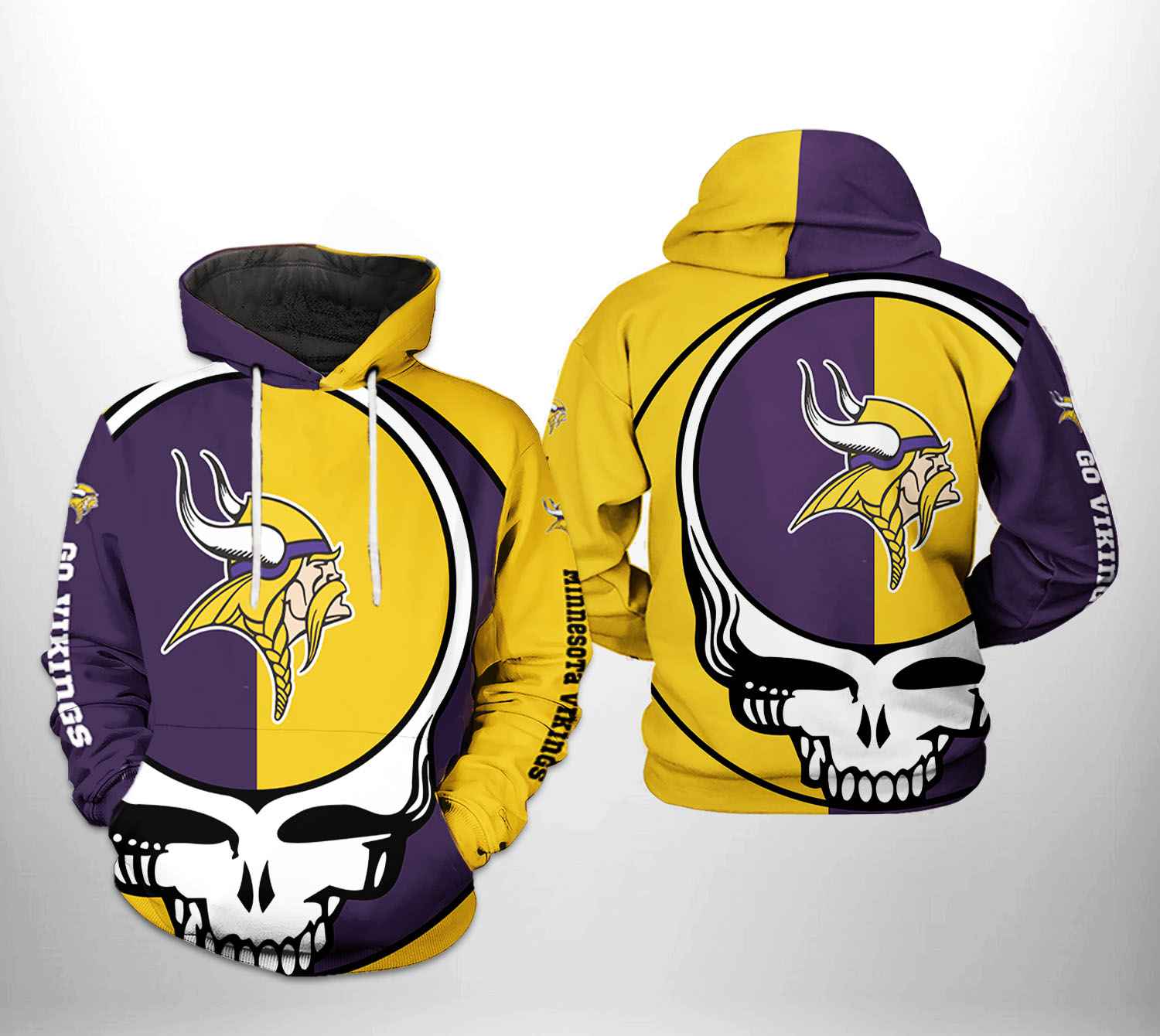 Minnesota Vikings NFL Grateful Dead 3D Printed Hoodie/Zipper Hoodie Minnesota Vikings NFL Grateful Dead 3D Printed Hoodie/Zipper Hoodie