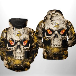 Minnesota Vikings NFL Skull Team 3D Printed Hoodie/Zipper Hoodie