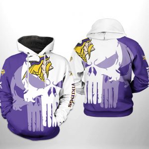 Minnesota Vikings NFL Team Skull 3D Printed Hoodie/Zipper Hoodie