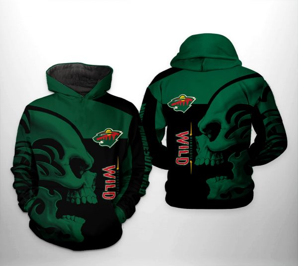 Minnesota Wild NHL Skull 3D Printed Hoodie/Zipper Hoodie