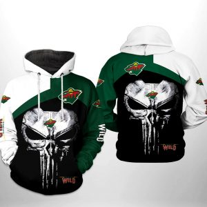 Minnesota Wild NHL Skull Punisher 3D Printed Hoodie/Zipper Hoodie