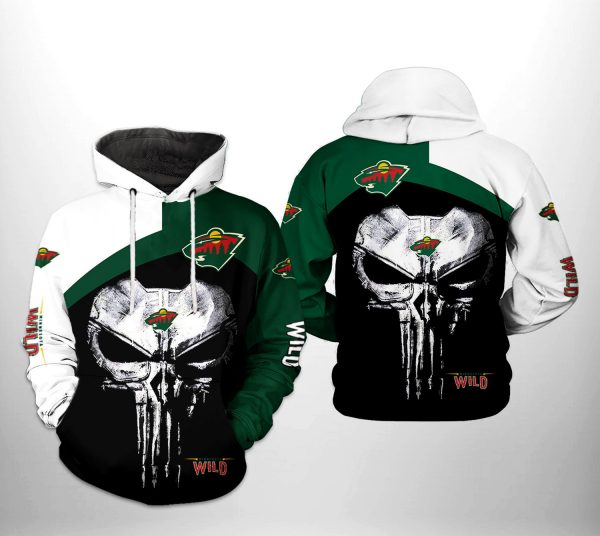 Minnesota Wild NHL Skull Punisher 3D Printed Hoodie/Zipper Hoodie