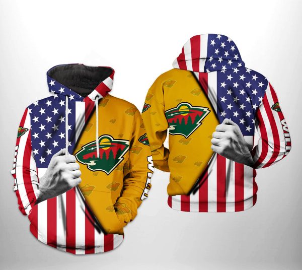 Minnesota Wild NHL US FLag 3D Printed Hoodie/Zipper Hoodie