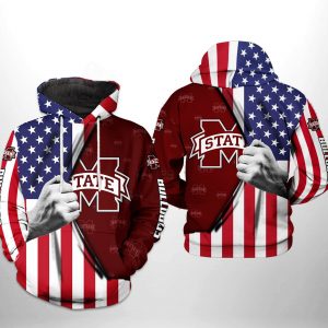 Mississippi State Bulldogs NCAA US Flag 3D Printed Hoodie/Zipper Hoodie