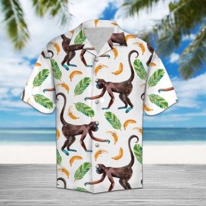 Monkey Pattern Hawaiian Shirt Summer Button Up