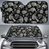 Monochrome Rose Floral Car Auto Sun Shade