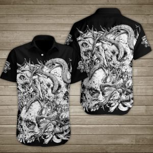 Monster Skull Hawaiian Shirt Summer Button Up