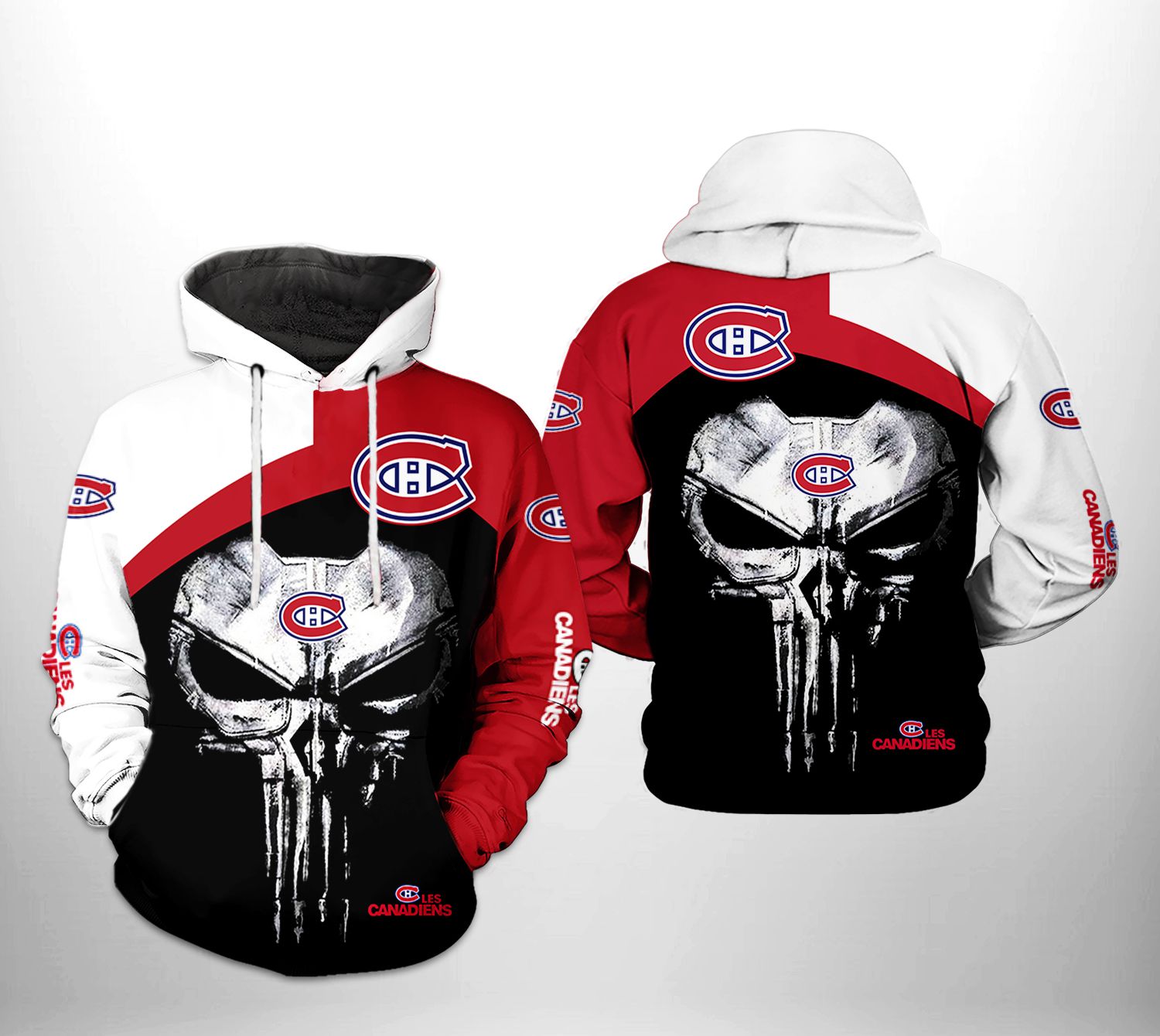 Montr?al Canadiens NHL Skull Punisher 3D Printed Hoodie/Zipper Hoodie Montr?al Canadiens NHL Skull Punisher 3D Printed Hoodie/Zipper Hoodie
