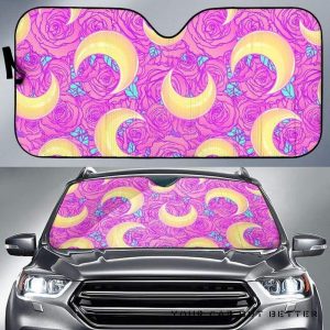 Moon Pink Rose Car Auto Sun Shade