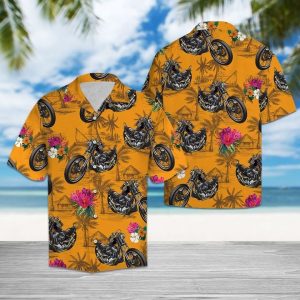 Motor Tropical Flowers Hawaiian Shirt Summer Button Up