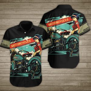 Motorcycle Pretty Girl Hawaiian Shirt Summer Button Up