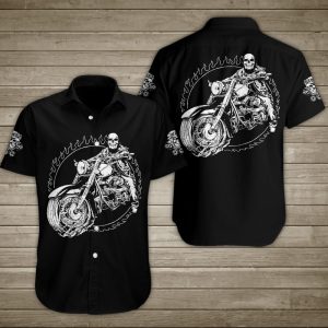 Motorcycle Skull Fir Hawaiian Shirt Summer Button Up