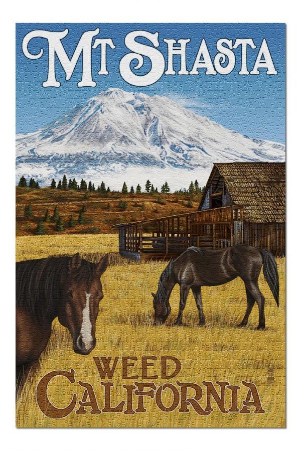 Mt. Shasta Horses And Mountain Jigsaw Puzzle Set