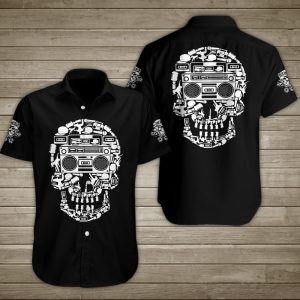 Musical Skull Hawaiian Shirt Summer Button Up