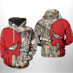 NC State Wolfpack NCAA Camo Veteran Hunting 3D Printed Hoodie/Zipper Hoodie