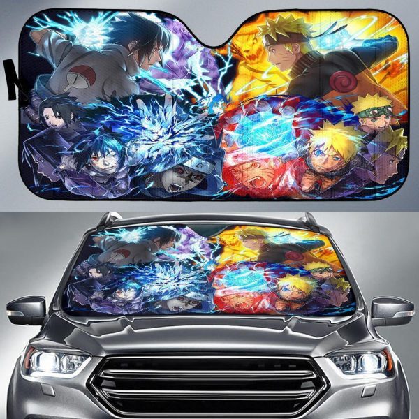 Naruto Vs Sasukes Car Auto Sun Shade