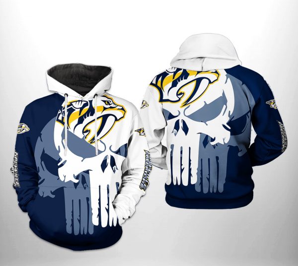 Nashville Predators NHL Team Skull 3D Printed Hoodie/Zipper Hoodie