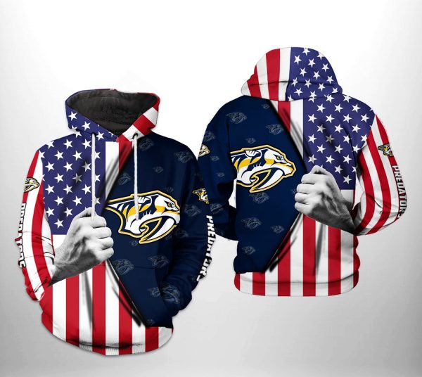 Nashville Predators NHL US FLag 3D Printed Hoodie/Zipper Hoodie