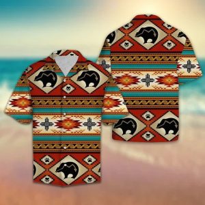 Native American Bear Hawaiian Shirt Summer Button Up