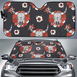 Native American Bison Head Car Auto Sun Shade