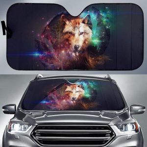 Native American Wolf Face Galaxy Car Auto Sun Shade