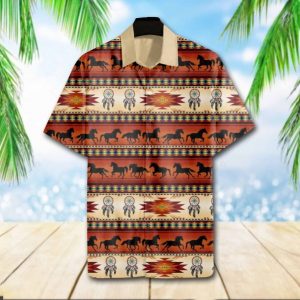 Native Horse Hawaiian Shirt Summer Button Up