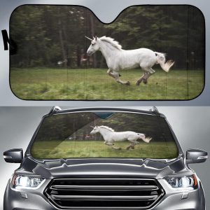 Nature White Unicorn Horses Car Auto Sun Shade
