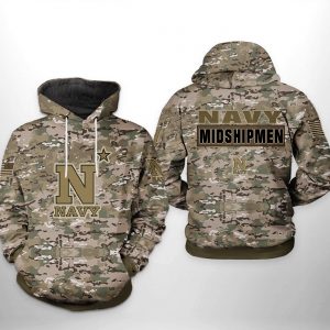 Navy Midshipmen NCAA Camo Veteran 3D Printed Hoodie/Zipper Hoodie