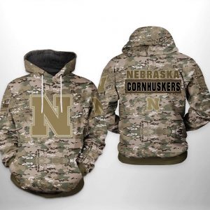 Nebraska Cornhuskers NCAA Camo Veteran 3D Printed Hoodie/Zipper Hoodie