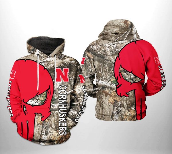 Nebraska Cornhuskers NCAA Camo Veteran Hunting 3D Printed Hoodie/Zipper Hoodie