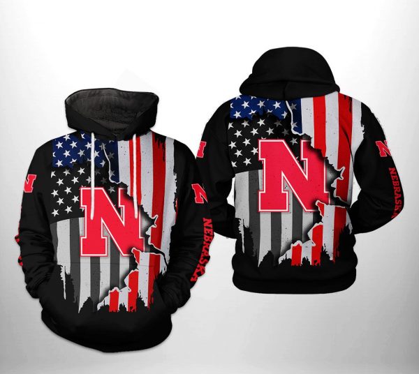 Nebraska Cornhuskers NCAA US Flag 3D Printed Hoodie/Zipper Hoodie