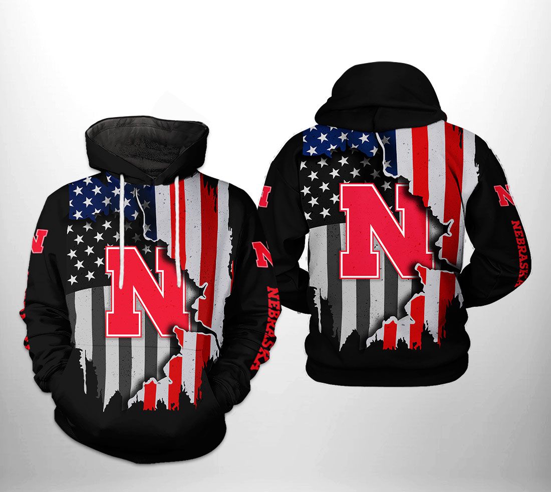 Nebraska Cornhuskers NCAA US Flag 3D Printed Hoodie/Zipper Hoodie Nebraska Cornhuskers NCAA US Flag 3D Printed Hoodie/Zipper Hoodie