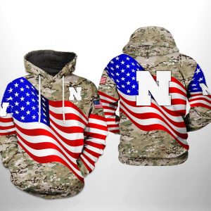 Nebraska Cornhuskers NCAA US Flag Camo Veteran 3D Printed Hoodie/Zipper Hoodie