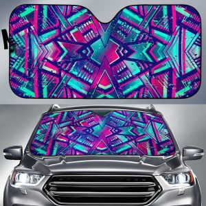 Neon Ethnic Aztec Car Auto Sun Shade