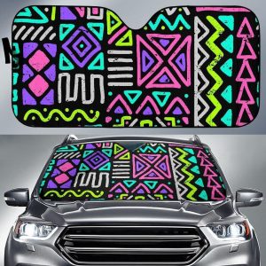 Neon Native Aztec Car Auto Sun Shade