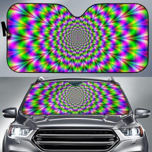 Neon Psychedelic Optical Illusion Car Auto Sun Shade