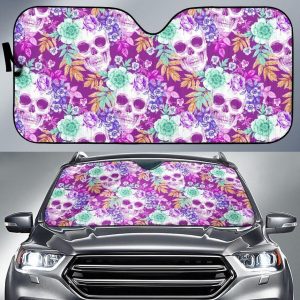 Neon Skull Floral Car Auto Sun Shade