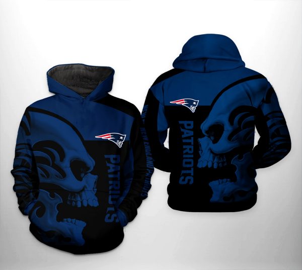 New England Patriots NFL Skull 3D Printed Hoodie/Zipper Hoodie