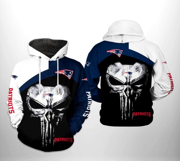 New England Patriots NFL Skull Punisher Team 3D Printed Hoodie/Zipper Hoodie