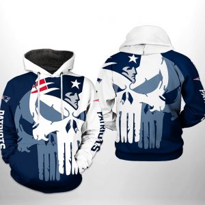 New England Patriots NFL Team Skull 3D Printed Hoodie/Zipper Hoodie