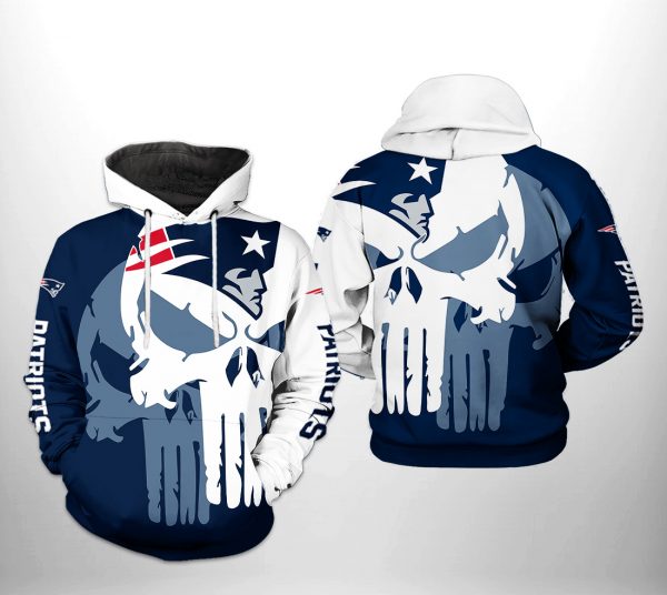 New England Patriots NFL Team Skull 3D Printed Hoodie/Zipper Hoodie