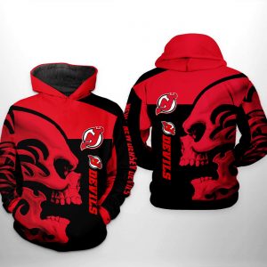 New Jersey Devils NHL Skull 3D Printed Hoodie/Zipper Hoodie